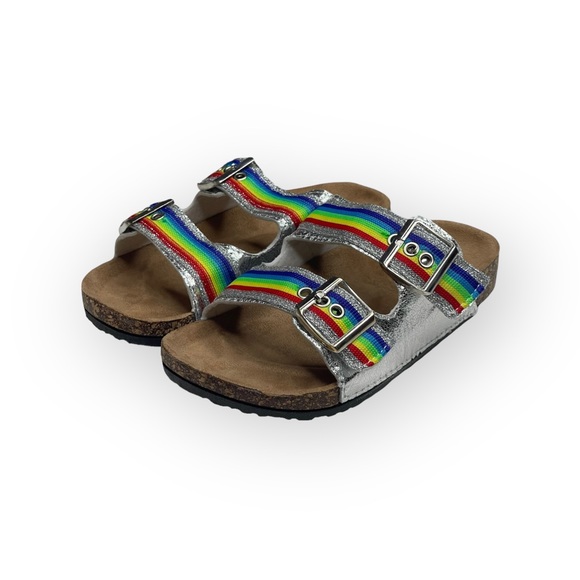 new Olivia Miller ❤︎ Pride Rainbow Birki Cork Footbed Sandal ❤︎ Iridescent ❤︎ 13 - Picture 10 of 16